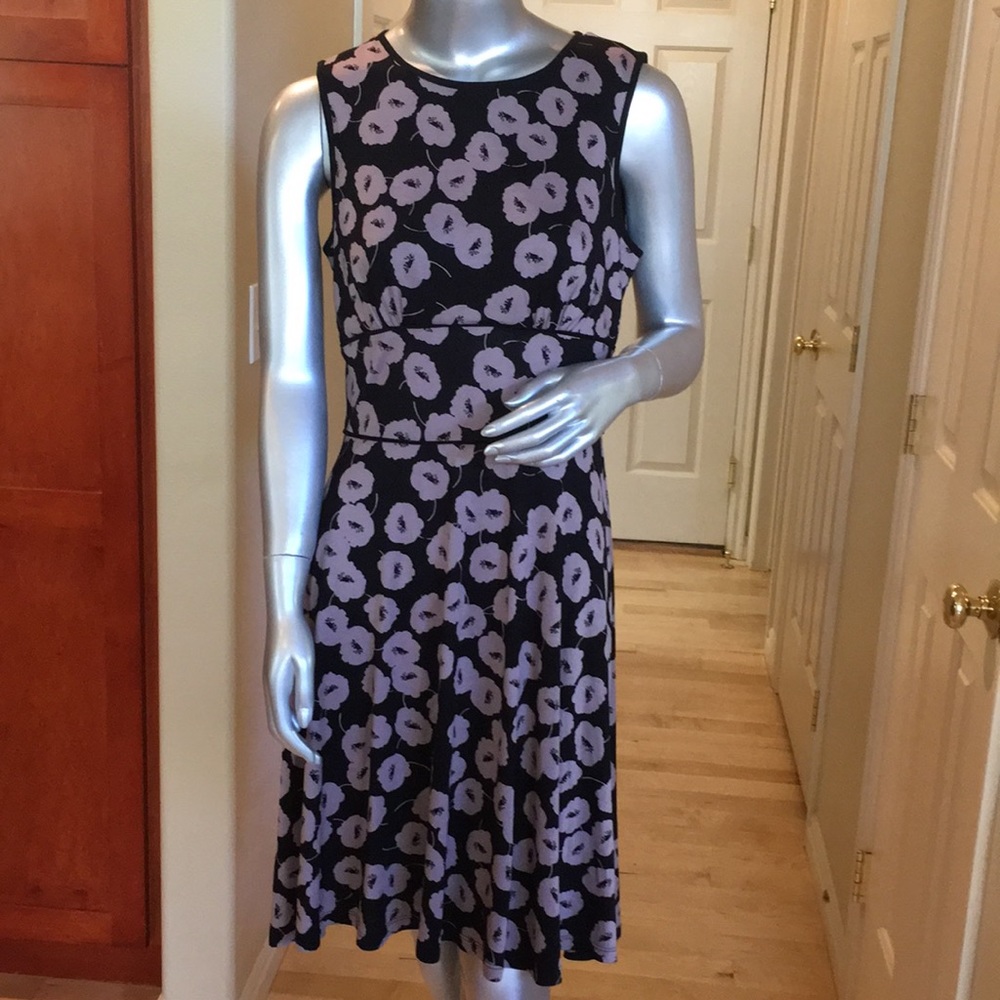 LOFT | Neutral Floral Fit & Flare Dress
